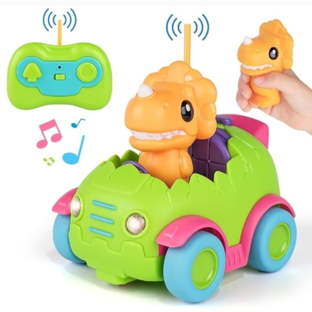 NWT Dinosaur Remote Control Car For Toddlers Electric RC Toy W/ Lights And Music